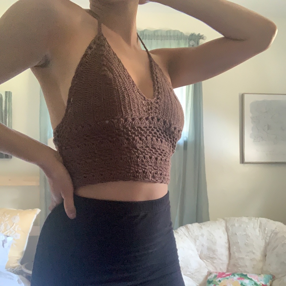 Vintage Brown crochet halter top